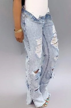 Hole Distressed Denim Slit Jeans -Clothing-PrettyTina 2 a7f16158 07db 40d3 9458 40e0e84de17b