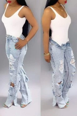 Hole Distressed Denim Slit Jeans -Clothing-PrettyTina 34 4f913ade d72f 4155 b589 796628c8cfe9
