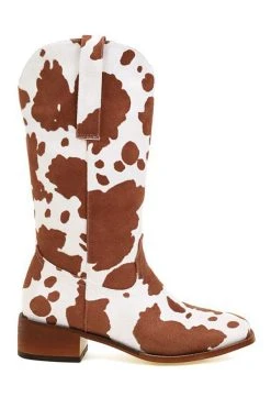 Cow Print Urban Block Boots -Clothing-PrettyTina 3dcdada05df402a6cf07098f4a4101f8