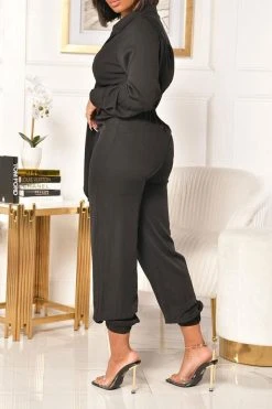 Solid Color Classic Front Wrap Jumpsuit -Clothing-PrettyTina C20110630 4