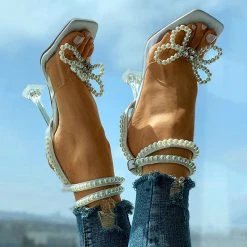 Pearl Butterfly Sweet High Heels Sandals -Clothing-PrettyTina C21060110 4