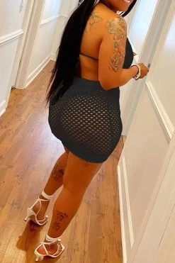 Solid Color Feminine See-Through Mesh Bikini -Clothing-PrettyTina C21061104 4