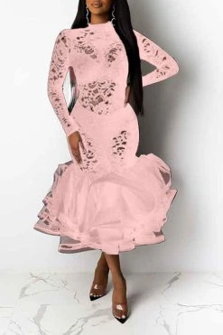 Floral Lace Elegant See-Through Midi Dress 18 Floral Lace Elegant See-Through Midi Dress -Clothing-PrettyTina C21080613 PI 3