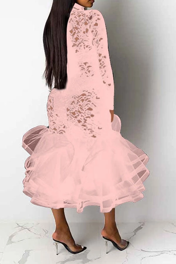 Floral Lace Elegant See-Through Midi Dress 8 Floral Lace Elegant See-Through Midi Dress - Image 8