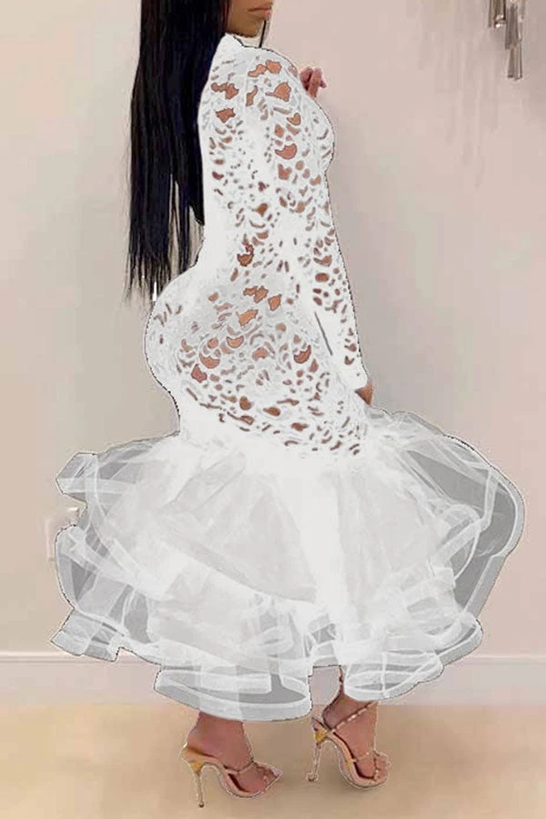 Floral Lace Elegant See-Through Midi Dress 10 Floral Lace Elegant See-Through Midi Dress - Image 10