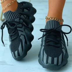 Patchwork Sporty Sneakers -Clothing-PrettyTina C21102960 BK 3