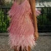 Feather&Sequined Sweet Mini Dress