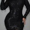 Sequined Sparkly Tassels Mini Dress