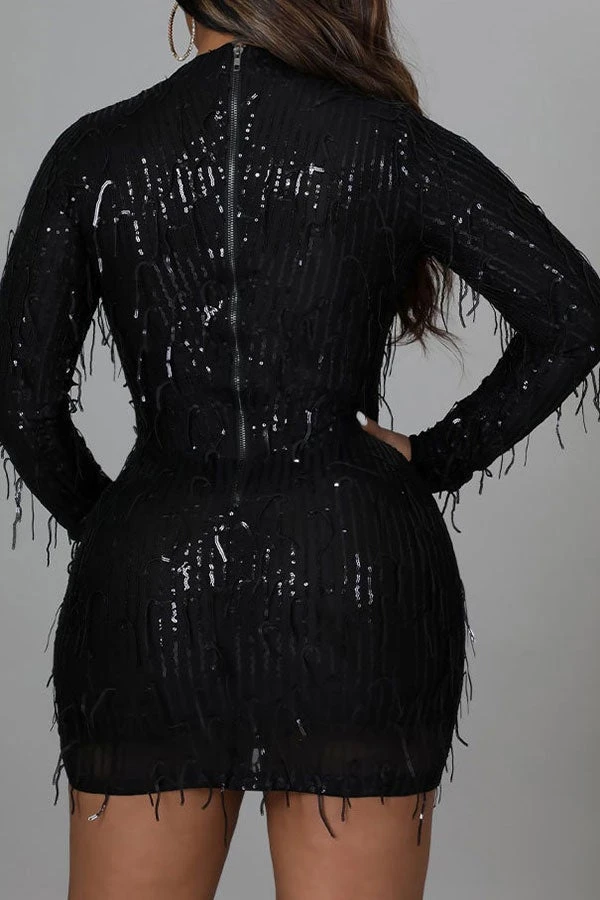 Sequined Sparkly Tassels Mini Dress 4 Sequined Sparkly Tassels Mini Dress - Image 4