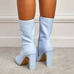 Solid Color Simple Zip Through Boots -Clothing-PrettyTina C22021503 LB 2