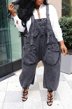 Solid Color Casual Jumpsuit -Clothing-PrettyTina C22051344 BK 7