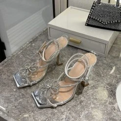 Rhinestone Feminine Transparent Strap Strappy Heels -Clothing-PrettyTina C22062315 SI 2