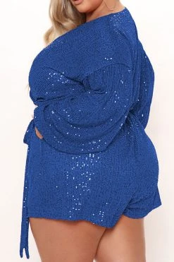 Sequined Smart Lace-Up Romper -Clothing-PrettyTina C22091551 BL 2 6480e122 bf30 4bea b0f9 c5e174583c87