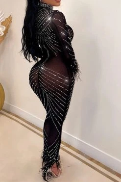 Rhinestone Party See-Through Jumpsuit -Clothing-PrettyTina C22092358 BK 5