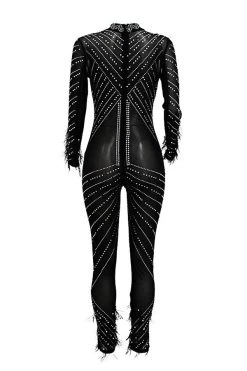 Rhinestone Party See-Through Jumpsuit -Clothing-PrettyTina C22092358 BK 6