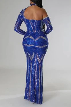 Sequined Striking Cutout Maxi Dress -Clothing-PrettyTina C22113024 BL 4