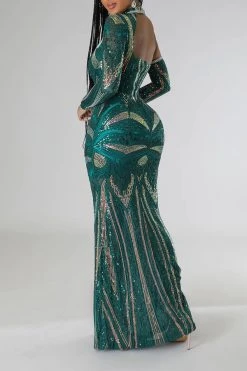 Sequined Striking Cutout Maxi Dress -Clothing-PrettyTina C22113024 GR 4