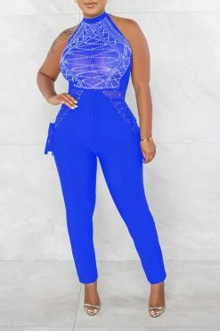 Rhinestone On-trend Strappy Jumpsuit -Clothing-PrettyTina C22121321 BL 1