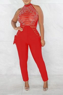Rhinestone On-trend Strappy Jumpsuit -Clothing-PrettyTina C22121321 RE 1