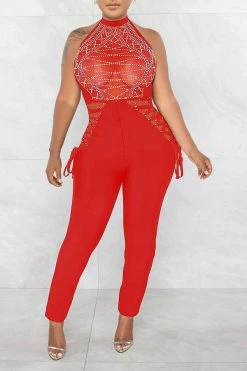 Rhinestone On-trend Strappy Jumpsuit -Clothing-PrettyTina C22121321 RE 2