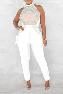 Rhinestone On-trend Strappy Jumpsuit -Clothing-PrettyTina C22121321 WH 1