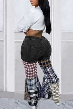 Houndstooth Cool Ruffle Pants 23 Houndstooth Cool Ruffle Pants -Clothing-PrettyTina C22121356 BK 4