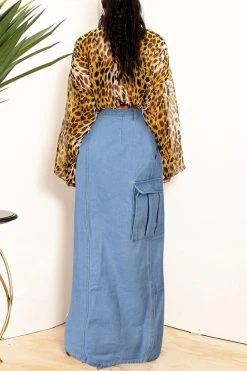 Solid Color Modern High Split Skirt -Clothing-PrettyTina C22122765 BL 3