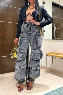 Solid Color Punk Multi Pocket Wide Leg Jeans -Clothing-PrettyTina C23020842 AS 10 21394a3e 71a5 4c5a bbfc 9b6fb0cbc1a6