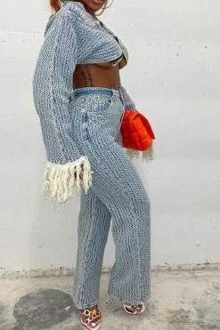 Crochet Hollow-Out Stylish Wide Leg Denim Pant Suit 16 Crochet Hollow-Out Stylish Wide Leg Denim Pant Suit -Clothing-PrettyTina C23021506 BL 7