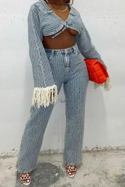 Crochet Hollow-Out Stylish Wide Leg Denim Pant Suit 17 Crochet Hollow-Out Stylish Wide Leg Denim Pant Suit -Clothing-PrettyTina C23021506 BL 8