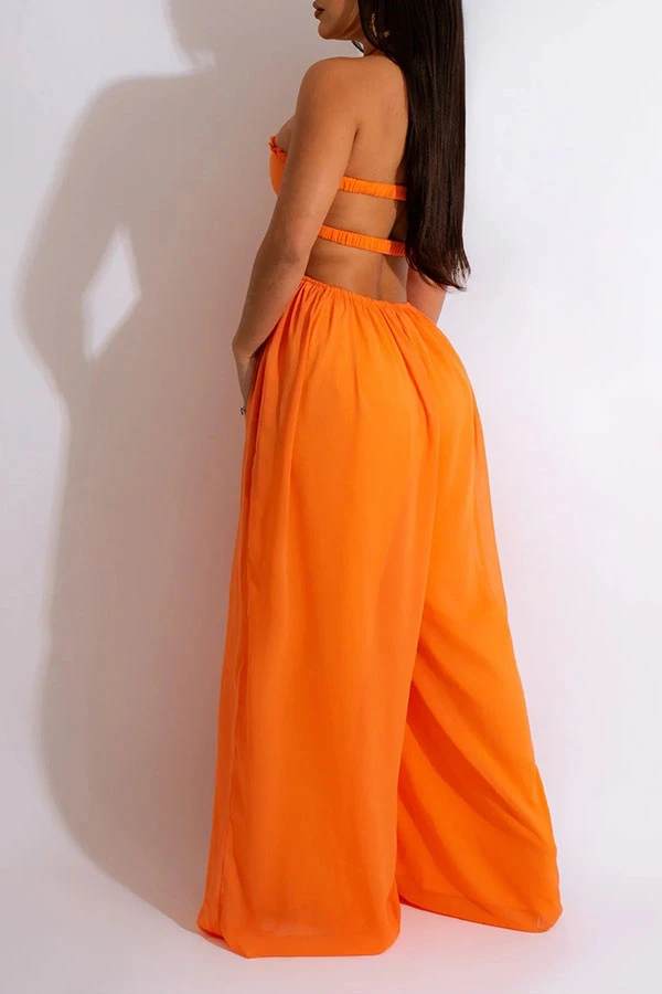 Solid Color Rocking Open Back Wide Leg Jumpsuit 6 Solid Color Rocking Open Back Wide Leg Jumpsuit - Image 6