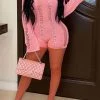 Ripped Smart Open Back Knitted Romper