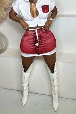 Patchwork On-trend Pocket Dress Suit -Clothing-PrettyTina C23021584 RE 1