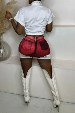 Patchwork On-trend Pocket Dress Suit -Clothing-PrettyTina C23021584 RE 2