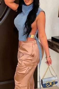 Solid Color Hot Buckled Denim Camisole 10 Solid Color Hot Buckled Denim Camisole -Clothing-PrettyTina C23022027 BL 3