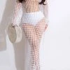 Knitted Hollow-Out Beachy Side Split Tassel Beachwear