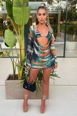 Tie Dye Kitsch Draped Three Pieces 17 Tie Dye Kitsch Draped Three Pieces -Clothing-PrettyTina C23031029 GR 3