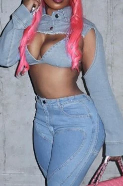 Solid Color Unique Irregular Denim Jacket