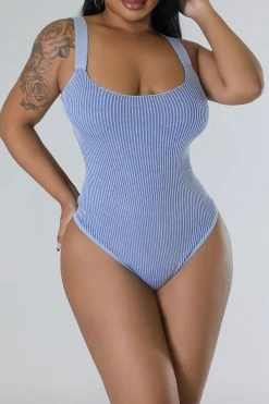 Ribbed Simple Button Design Dress Suit -Clothing-PrettyTina C23031099 BL 4