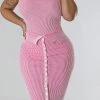 Ribbed Simple Button Design Dress Suit