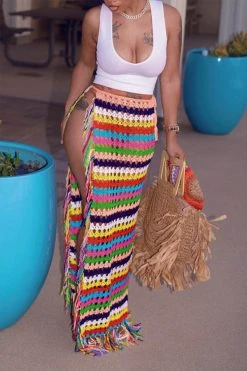 Braided Colorful See-Through Beachwear