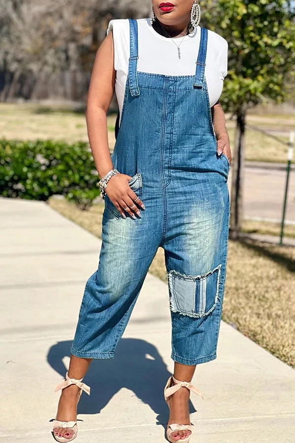 Blue Suspenders Hippy Pocket Denim Jumpsuit 2 Blue Suspenders Hippy Pocket Denim Jumpsuit - Image 2