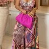 Tribal Print Retro Strappy Back Wide Leg Jumpsuit