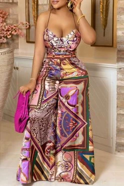 Tribal Print Retro Strappy Back Wide Leg Jumpsuit 6 Tribal Print Retro Strappy Back Wide Leg Jumpsuit -Clothing-PrettyTina C23041970 RT 3