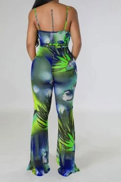 Floral Print Romantic Belted Bell Bottoms Jumpsuit -Clothing-PrettyTina C23041975 BL 4