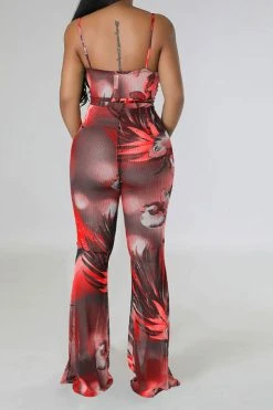 Floral Print Romantic Belted Bell Bottoms Jumpsuit -Clothing-PrettyTina C23041975 RE 4