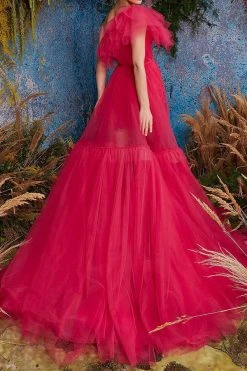 Solid Color Tiered Ruffle Elegant Trailing Dress Suit 7 Solid Color Tiered Ruffle Elegant Trailing Dress Suit -Clothing-PrettyTina C23050495 RR 4