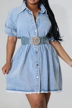 Gradient Urban Button Down Denim Mini Dress 8 Gradient Urban Button Down Denim Mini Dress -Clothing-PrettyTina C23050874 BL 4