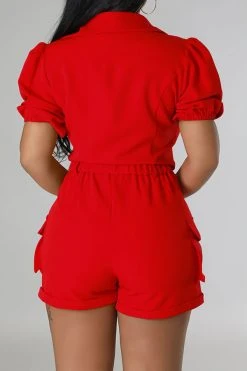 Solid Color Feminine Patch Pocket Pant Suit -Clothing-PrettyTina C23050881 RE 4