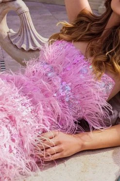 Feather Patchwork Luxe Sequined Mini Dress -Clothing-PrettyTina C23051174 PI 3